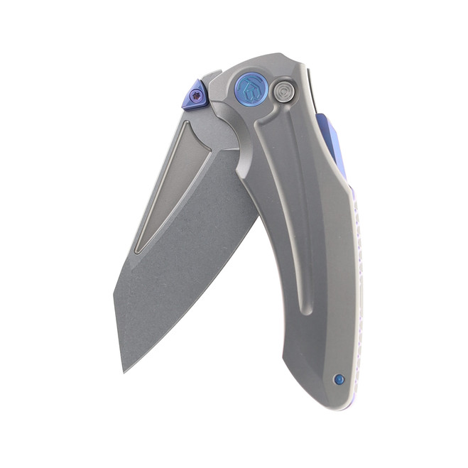 Kubey Sumo Folding Knife Gray Titanium Handle 20CV Plain Edge KB400A