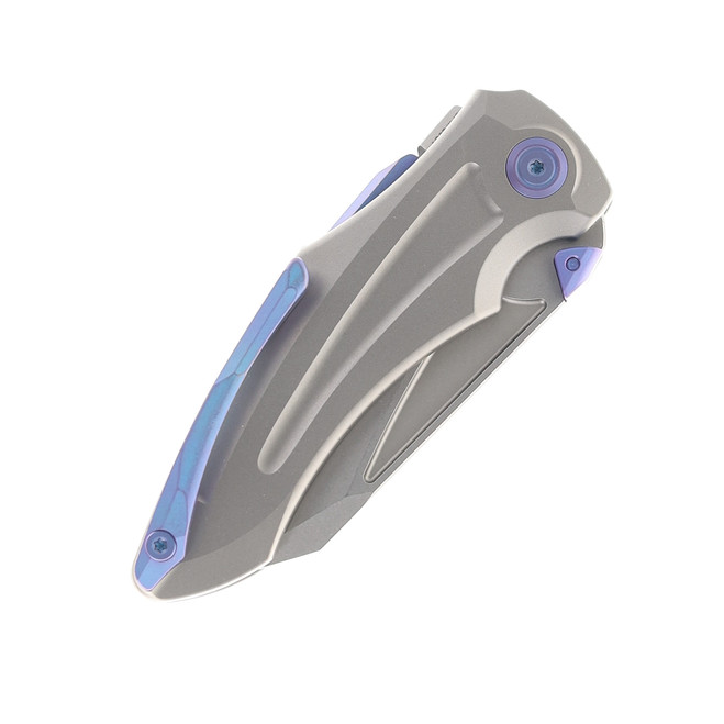 Kubey Sumo Folding Knife Gray Titanium Handle 20CV Plain Edge KB400A