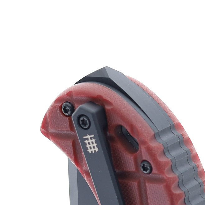 Halfbreed Large Bush Folding Knife Red G10 Handle 3V Plain Black