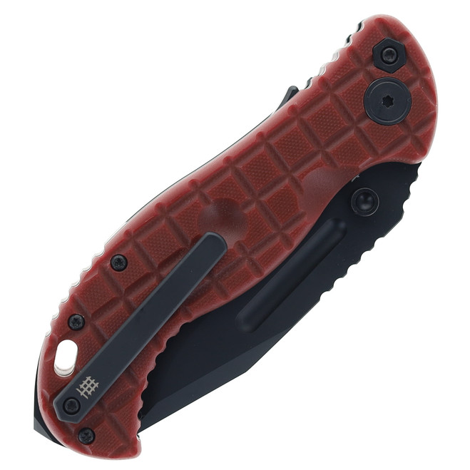 Halfbreed Large Bush Folding Knife Red G10 Handle 3V Plain Black