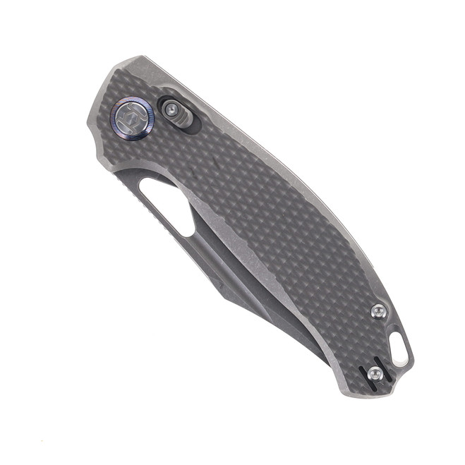 Kunwu Django XL Folding Knife Diamond Gray Titanium Handle Elmax