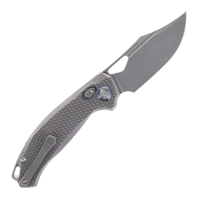 Kunwu Django XL Folding Knife Diamond Gray Titanium Handle