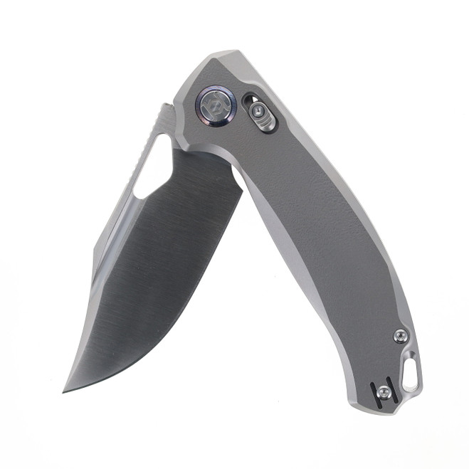 Kunwu Django XL Folding Knife Orange Peel Titanium Handle Elmax