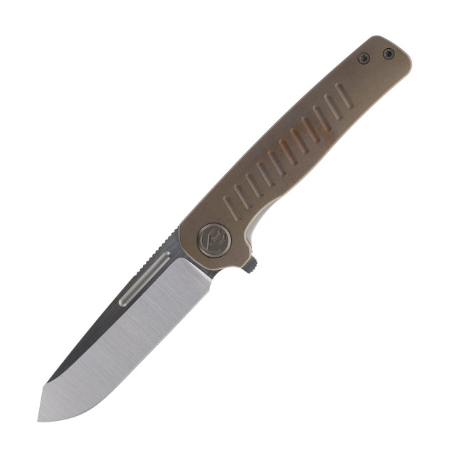 you  Kubey Steelhead Folding Knife Brown Titanium Handle M390 Plain