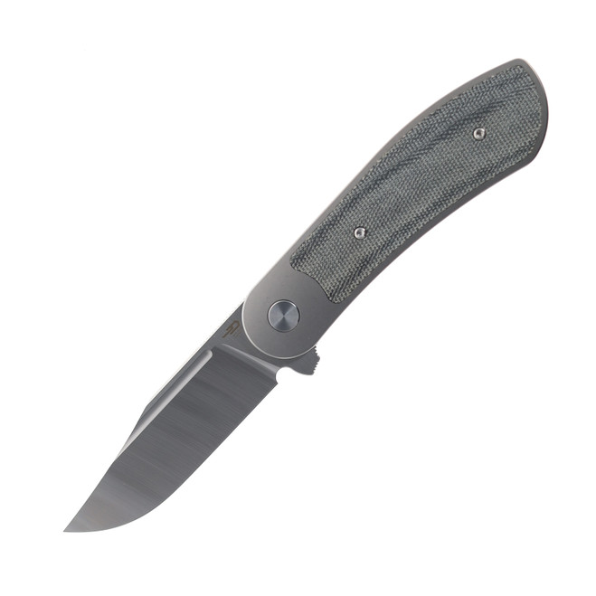 Bestech Vestige Folding Knife Titanium/Black Micarta Handle Magnacut Plain Edge Satin Finish Bestech Vestige Folding Knife Titanium/Black Micarta Handle Magnacut Plain Edge Satin Finish