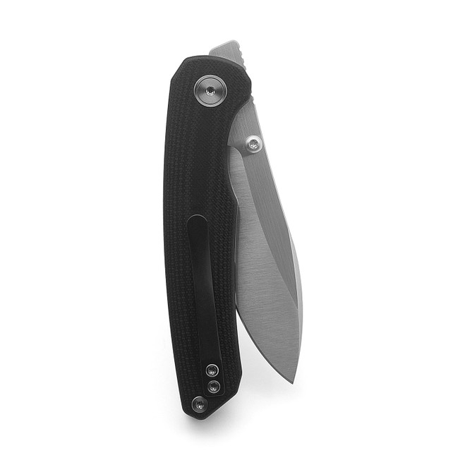 Ameight Klysta Folding Knife Black G10 Handle 14C28N Plain Edge