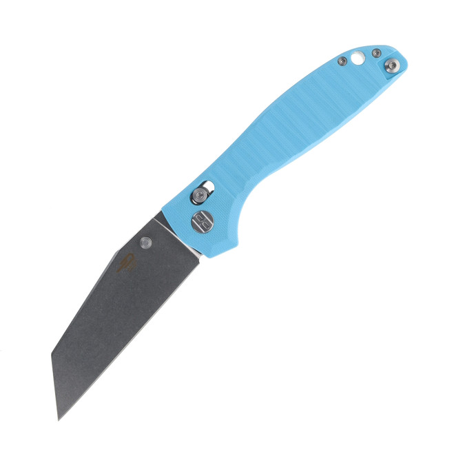 Bestech Liger Folding Knife Light Blue G10 Handle D2 Plain Edge Stonewash Finish BG61D