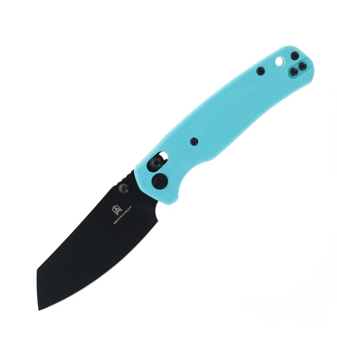 Knife light wing folding with blue handle and dark plain edge blade