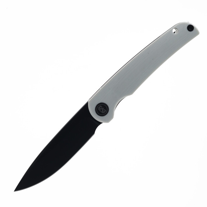 Miguron Mini Akri Folding Knife White G10 Handle 14C28N Drop Point Plain Black Blade MGR-801WHS