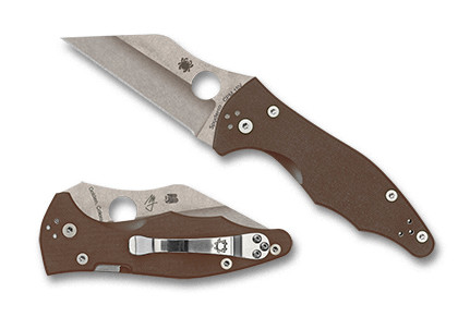 Spyderco Yojimbo Folding Knife Brown G10 Handle 15V Plain Edge