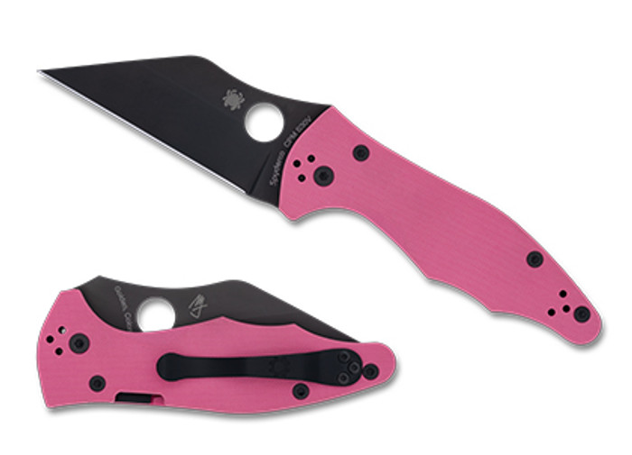Spyderco Yojimbo Folding Knife Pink G10 Handle S30V Plain Black Blade C85GPNBKP2