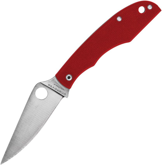 Spyderco Grasshopper Folding Knife Red G10 Handle 12C27 Plain Edge C138GRDP