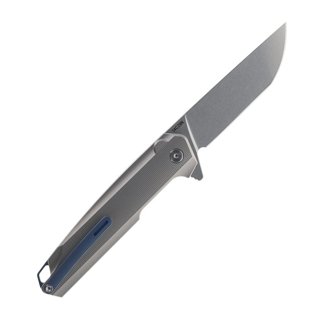 Hwzbben Folding Knife Gray Titanium Handle 14C28N Plain Edge Satin