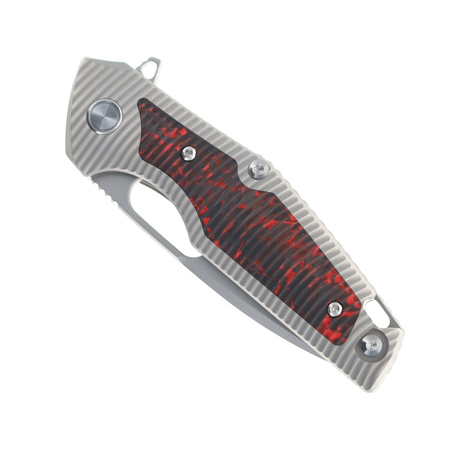 Hwzbben Folding Knife Titanium/Carbon Fiber Handle 14C28N Plain