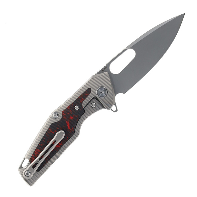 Hwzbben Folding Knife Titanium/Carbon Fiber Handle 14C28N Plain