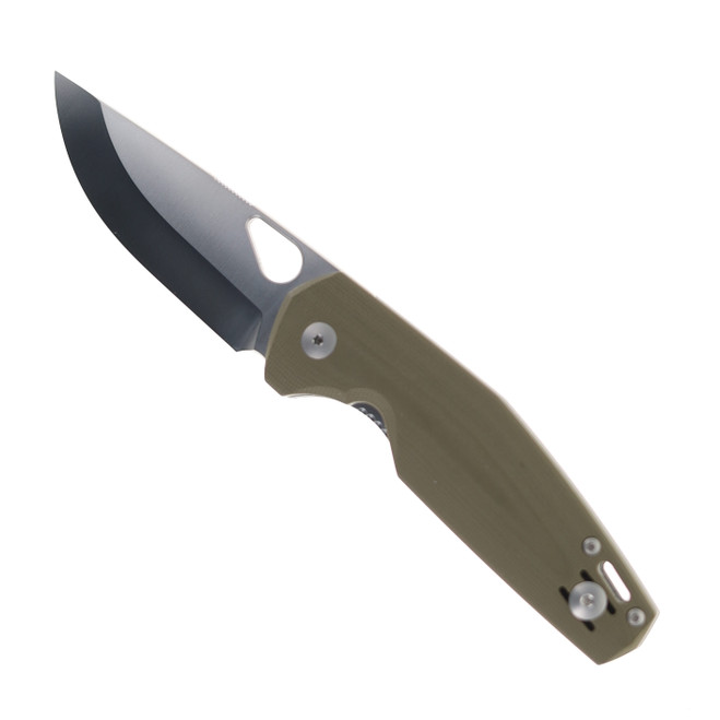 GiantMouse Folding Knife Green G10 Handle S90V Plain Edge Satin Finish NIMBUS-V3-GRN- G10-SCANDI
