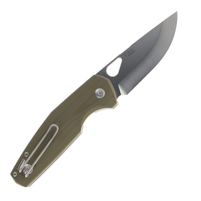 GiantMouse Folding Knife Green G10 Handle S90V Plain Edge Satin