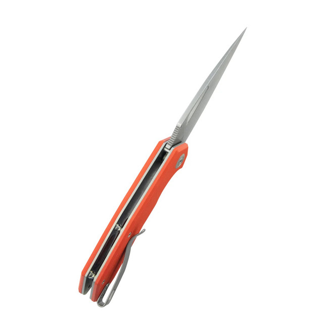 Kubey Coeus Folding Knife Orange G10 Handle 14C28N Plain Edge