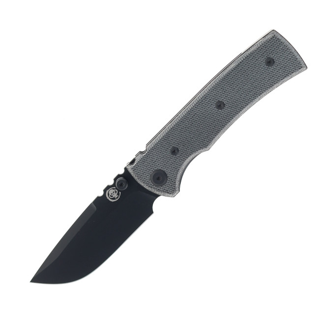 Chaves Knives Blue Label Redencion Street Folding Knife Black Micarta Handle Elmax Drop Point Plain Edge PVD Finish