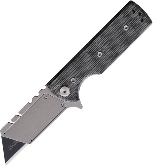 Chaves Knives Blue Label CHUB Flipper Folding Knife Black Micarta Handle Razor Plain Edge Stonewash Finish