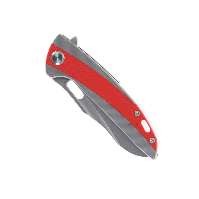 TwoSun Folding Knife Red/Black G10/Titanium Handle K110 Plain Edge