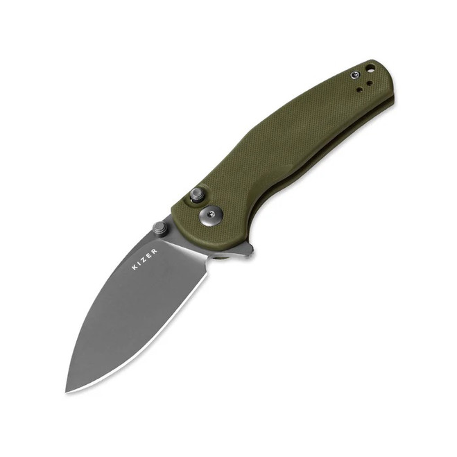 Kizer Mini Grouper Folding Knife Olive Green G10 Handle D2 Plain