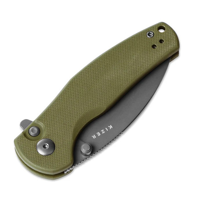 Kizer Mini Grouper Folding Knife Olive Green G10 Handle D2 Plain