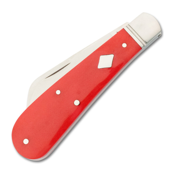 RoseCraft Lick Creek Loom Fixer Folding Knife Rose Madder Red Bone