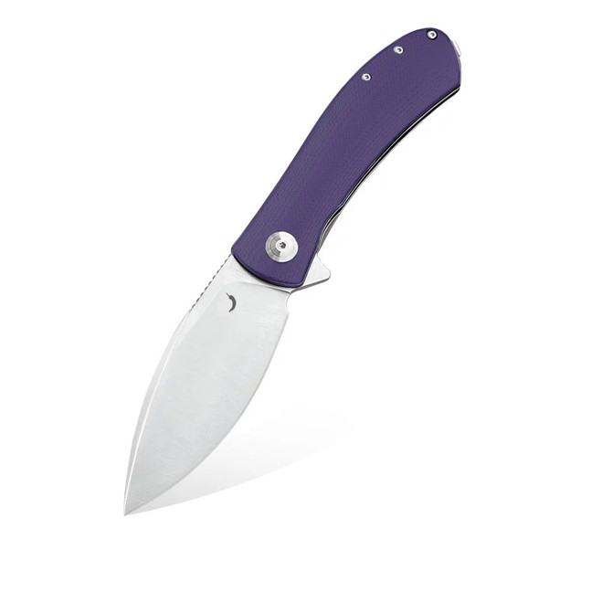Trollsky Knives Mandu XL Liner Lock Folding Knife Purple G10 Handle D2 Plain Edge Satin Finish MT006-XL