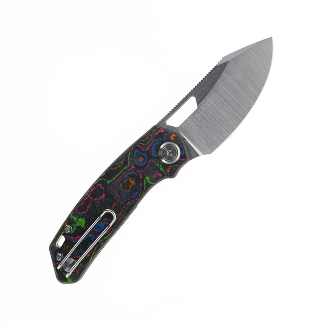 Divo Knives Growler Mini Pocket Knife 80's Camo Carbon Handle