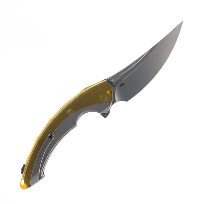 Rike Lamella Folding Knife PEI Handle M390 Trailing Point Plain Edge