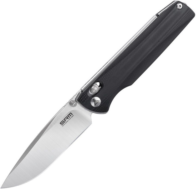 SRM 258L-GB Folding Knife Black G10 Handle D2 Plain Edge