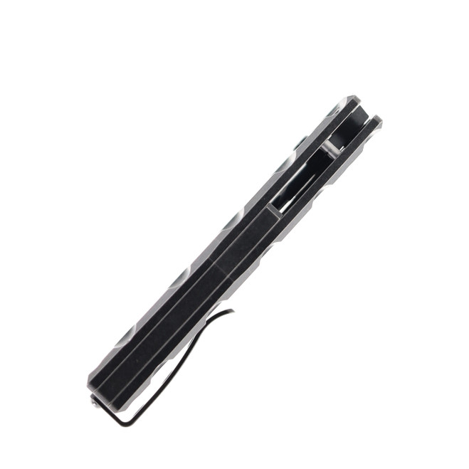 TwoSun Folding Knife Black Titanium Handle D2 Plain Black Blade