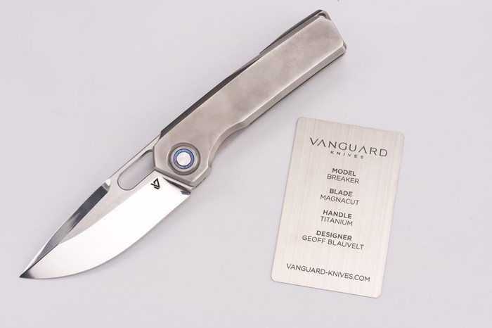 Vanguard Breaker Pocket Knife Gray Mirror Polished Titanium Handle Magnacut Blade Vanguard Breaker Pocket Knife Gray Mirror Polished Titanium Handle Magnacut Blade