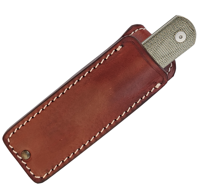 Straight Line Knives Ally Fixed Blade Knife Green Canvas Micarta Handle M390 Plain Edge Stonewash Finish