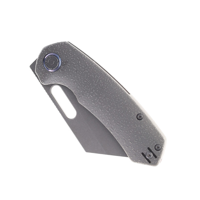 Kunwu Primo Folding Knife Raindrop Stonewash Titanium Handle