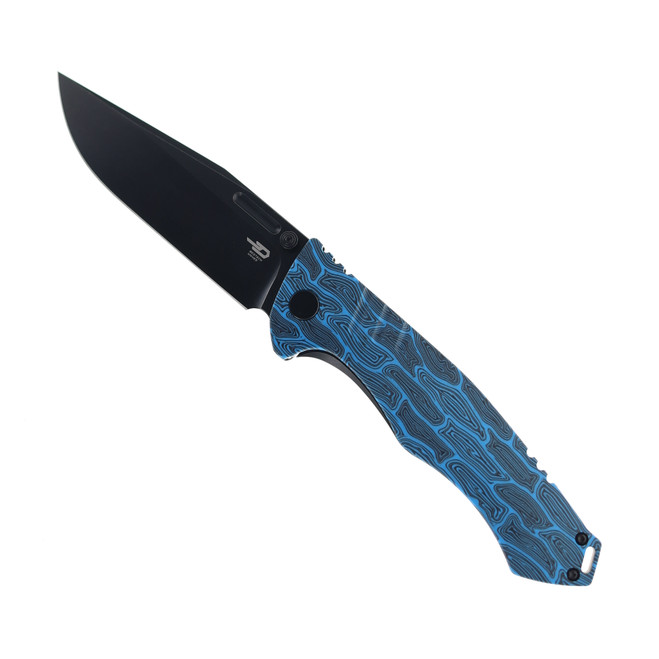 Bestech Keen II Folding Knife Black/Blue G10/Titanium Handle S35VN Plain Edge Black Stonewash Finish BT2301D