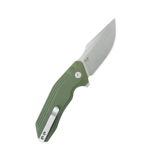 Kubey Basilisk Folding Knife Green G10 Handle 14C28N Tanto Point
