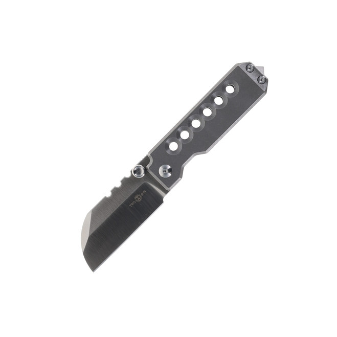 TwoSun Folding Knife Gray Titanium Handle M390 Plain Edge TS563-M390