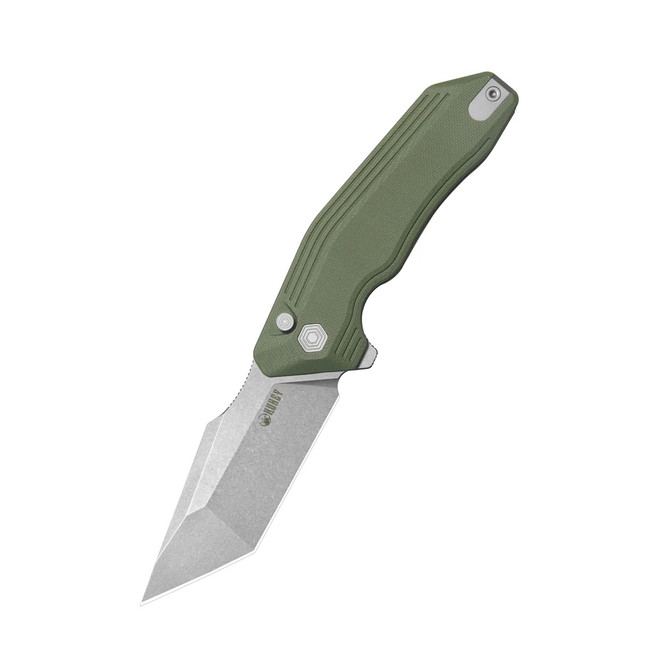 Kubey Yokai Folding Knife Green G10 Handle 14C28N Tanto Point