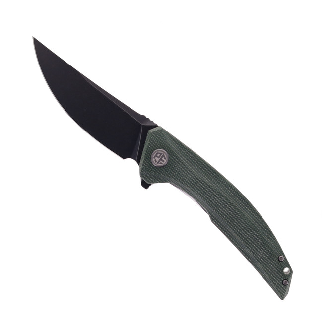 Petrified Fish Deepsea Folding Knife Green Micarta Handle K110 Plain Edge PVD/Stonewash Finish P05-GRMDW