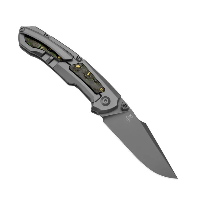 Kizer Feweed Folding Knife Toxic Storm Titanium/Fat Carbon Handle