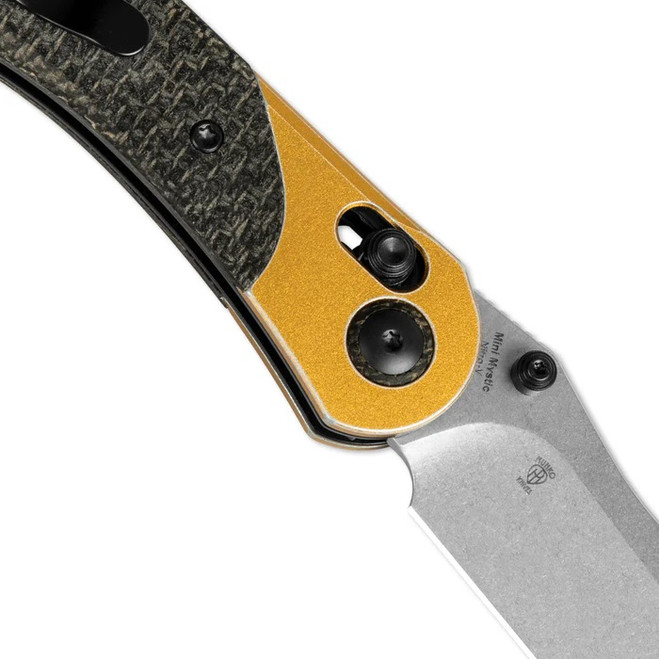 Kizer Mini Mystic Folding Knife Black/Yellow Aluminum/Burlap