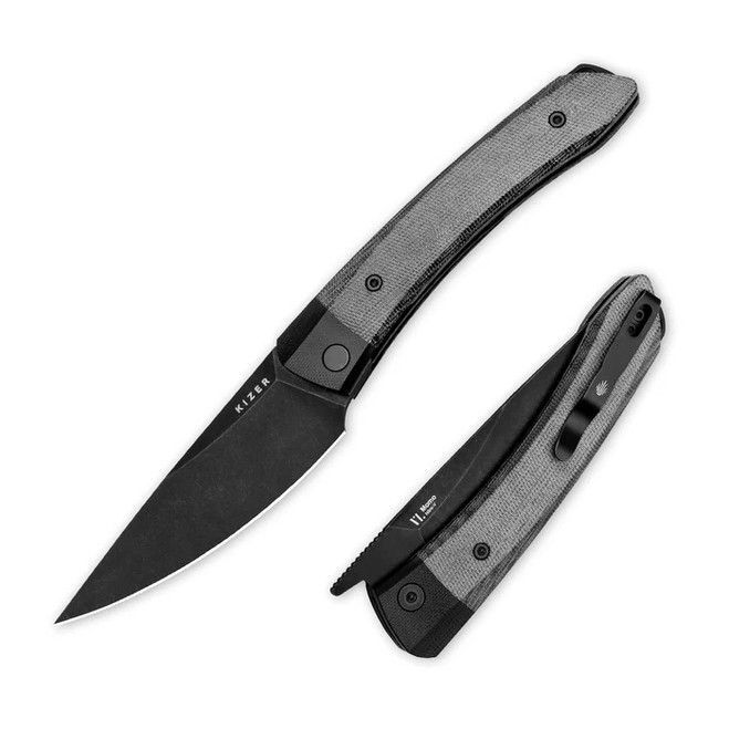 Kizer Momo Folding Knife Black G10/Micarta Handle Nitro-V Drop