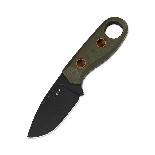 B.A 2本セット Kizer Beaver Fixed Blade Knife Olive Green G10 Handle D2 Clip