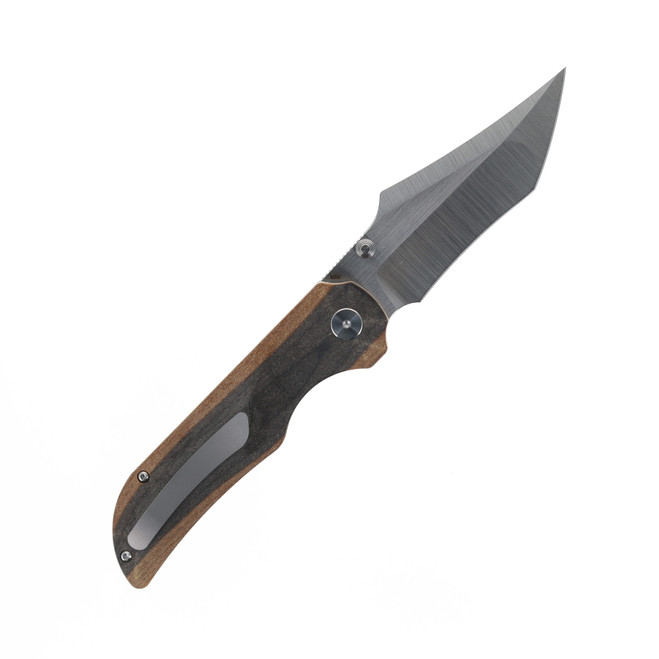 Tuya Wolf Folding Knife Brown G-Carta Micarta Handle M390 Harpoon