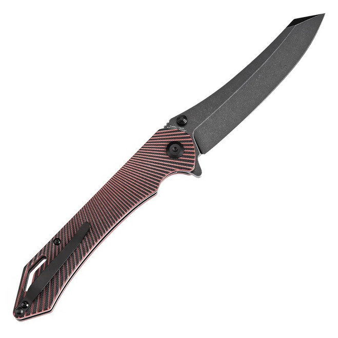 Tenable Colibri Tech Folding Knife Black/Red G10 Handle Nitro-V Sheepsfoot Plain Edge Blackwash Finish T1060A1