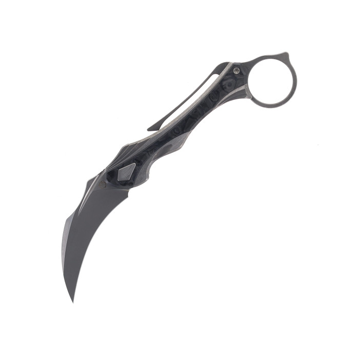 Poikilo Blade Thorny Devil Folding Knife Black Fat Carbon Handle M398 Hawksbill Plain Edge Poikilo Blade Thorny Devil Folding Knife Black Fat Carbon Handle M398 Hawksbill Plain Edge