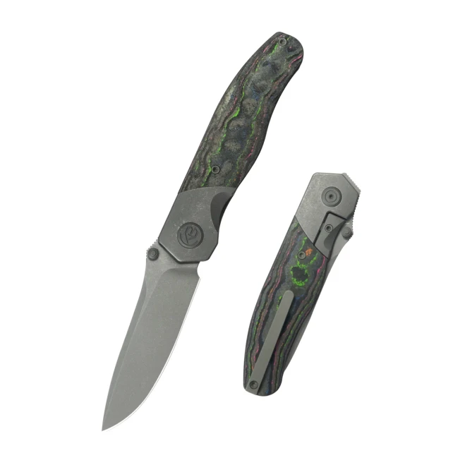 KB Velvet Snake Folding Knife Darkwash Titanium with 80's Camo Carbon inlay Handle 3.35'' Darkwash M390 Blade KB266B