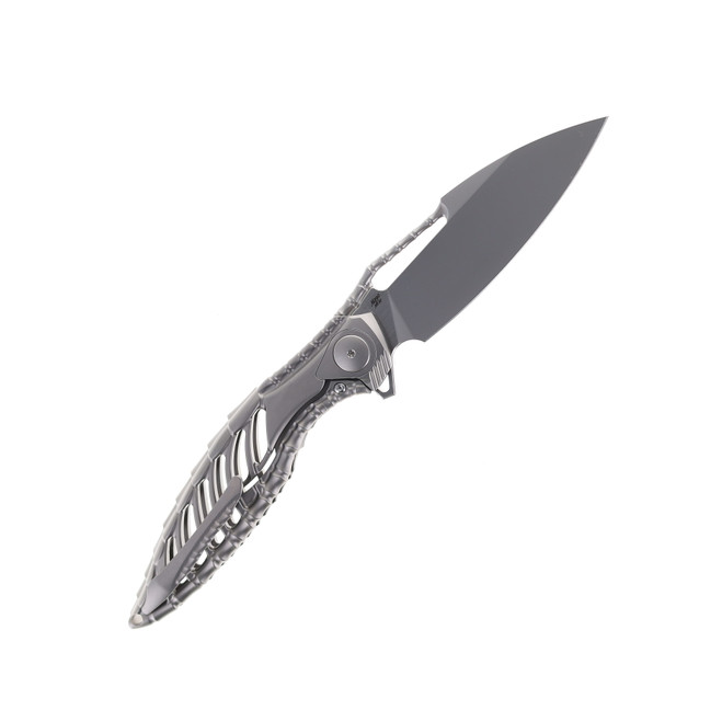 Ketuo Rike Folding Knife Gray Titanium Handle M390 Plain Edge
